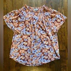 Madewell blouse off shoulder lightweight spring summer top blouse floral small